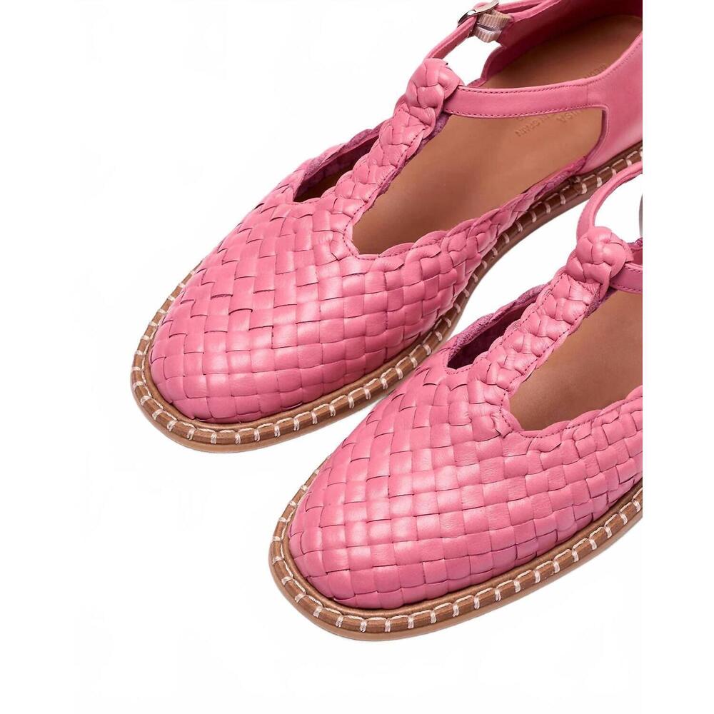 NEW NAGUISA women's fragaria woven t-strap shoes in pink - Picture 4 of 5